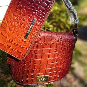 Brown Crocodile Skin Bag and wallet